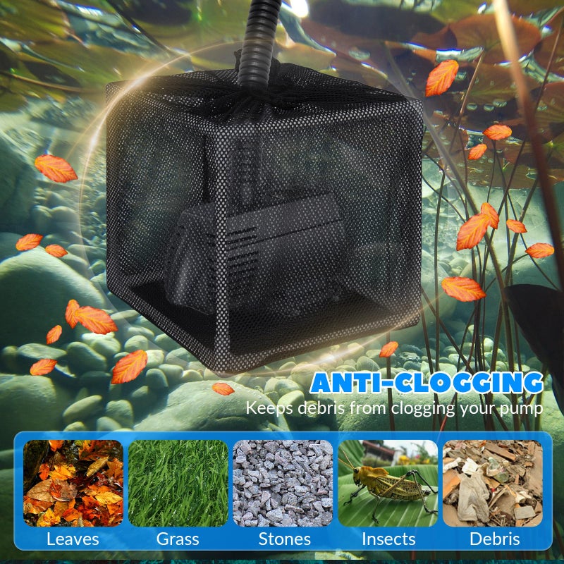 FEOXSHAL Pond Filter Box, Anti-Clogging Pond Filters for Outdoor Ponds Nylon Media Mesh Water Pump Cover Barrier Bag with Drawstring, Pond Pump Filter Bag (10 Inch) - Image 2